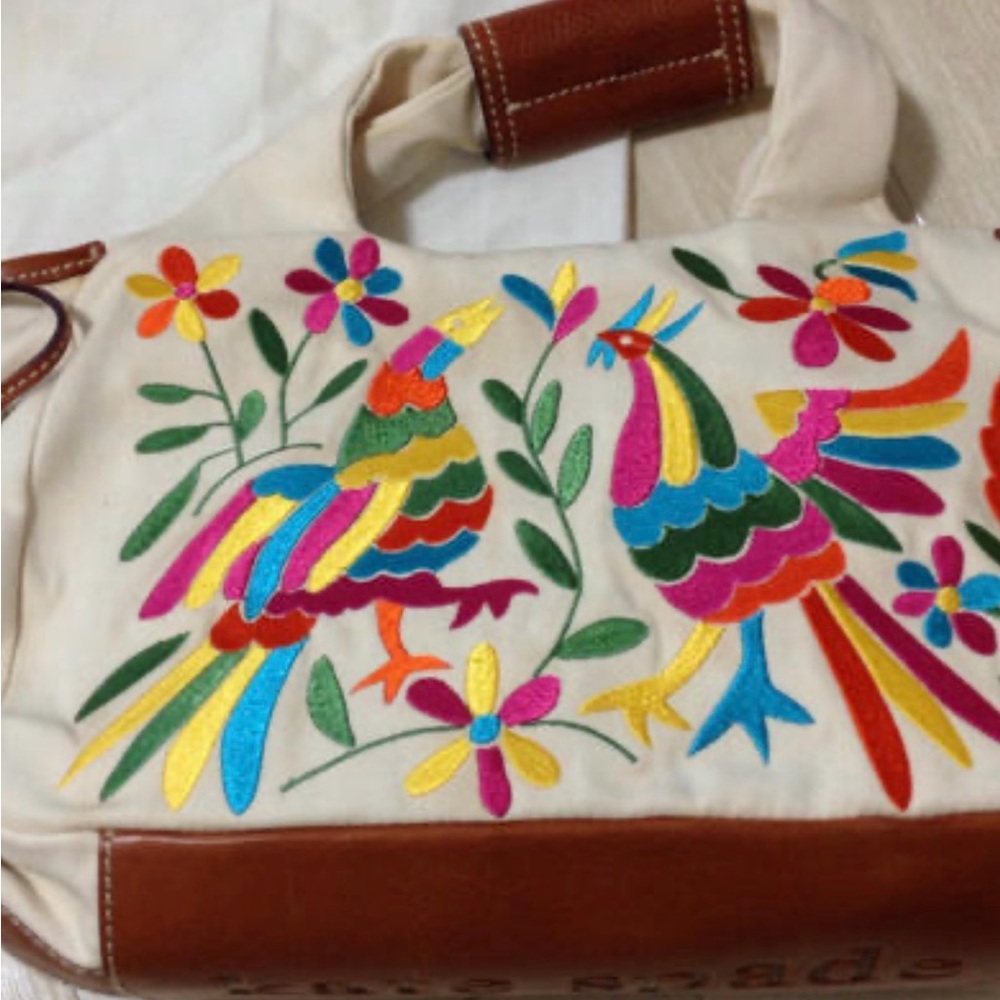 Kate Spade vintage rare embroidered tote bag with Mexican Otomi animal patterEUC